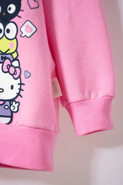 BUZO DE HELLO KITTY ROSADO CON CAPUCHA PARA NIÑA 2T A 5T