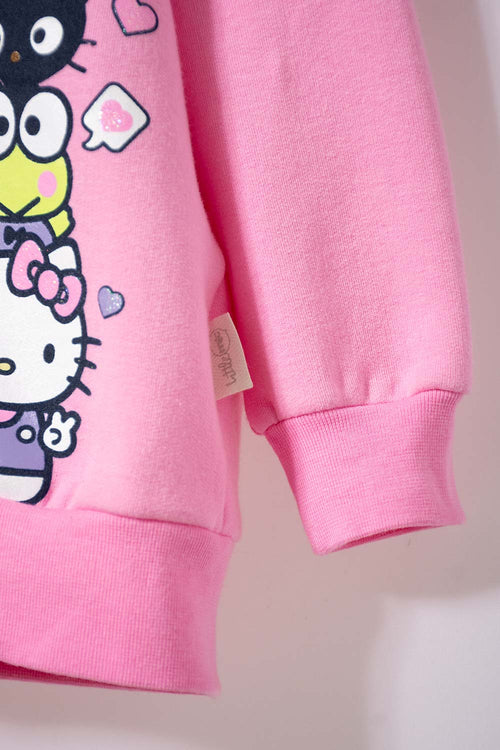 Card slide image -  BUZO DE HELLO KITTY ROSADO CON CAPUCHA PARA NIÑA 2T A 5T