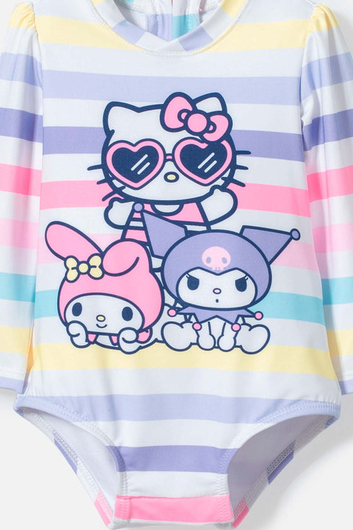TRAJE DE BAÑO DE HELLO KITTY MULTICOLOR MANGA LARGA PARA NIÑA 2T A 5T