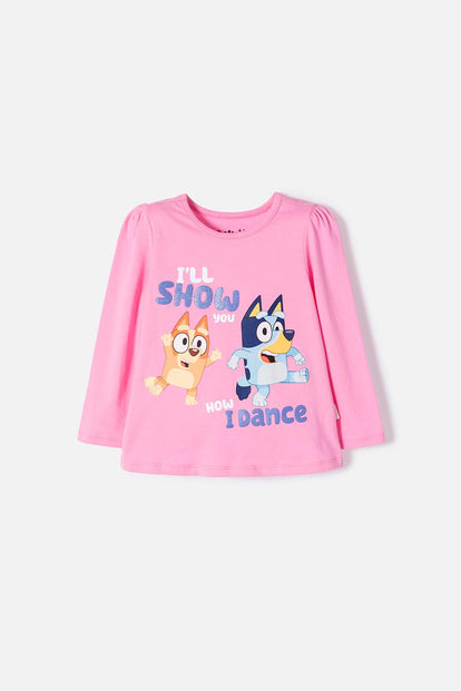  CAMISETA DE BLUEY MANGA LARGA ROSADO PARA NIÑA 2T A 6T