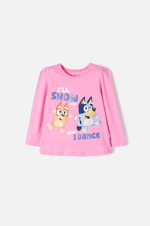 CAMISETA DE BLUEY MANGA LARGA ROSADO PARA NIÑA 2T A 6T