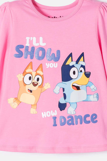  CAMISETA DE BLUEY MANGA LARGA ROSADO PARA NIÑA 2T A 6T