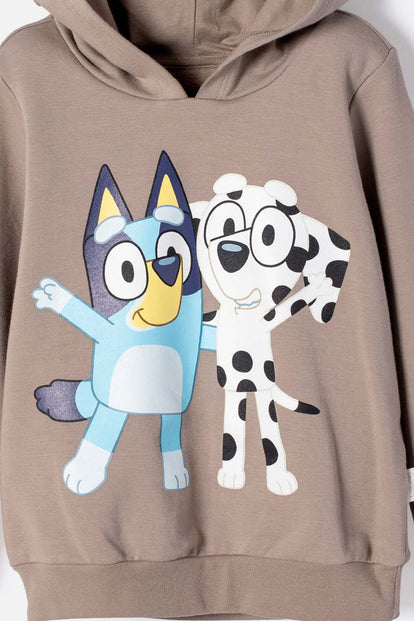 BUZO DE BLUEY TAUPE CON CAPUCHA PARA NIÑO 2T A 6T