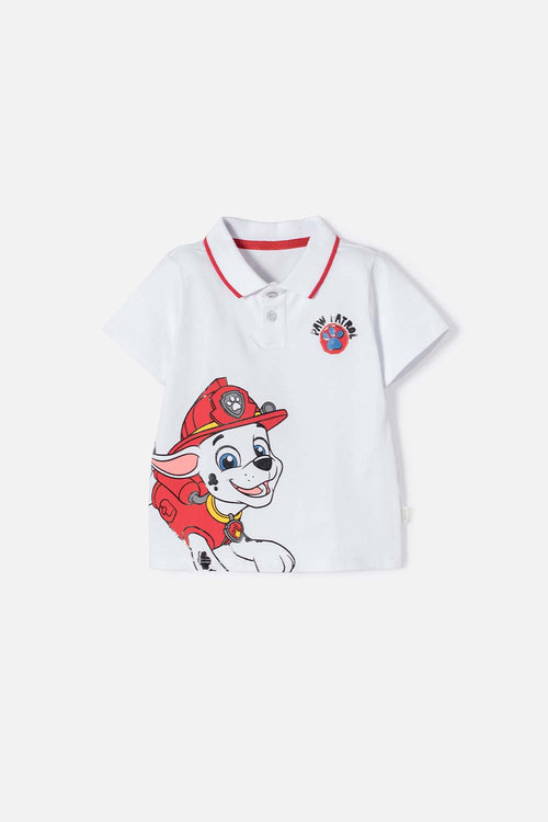Card slide image -  CAMISETA TIPO POLO DE PAW PATROL BLANCO PARA NIÑO 2T A 6T