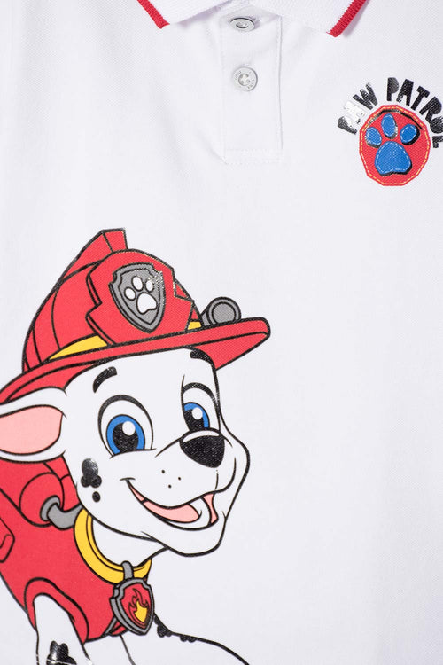 Card slide image -  CAMISETA TIPO POLO DE PAW PATROL BLANCO PARA NIÑO 2T A 6T