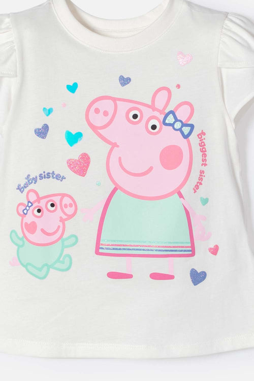 Card slide image -  CAMISETA DE PEPPA PIG MARFIL ESTAMPADA EN FRENTE PARA NIÑA 2T A 5T