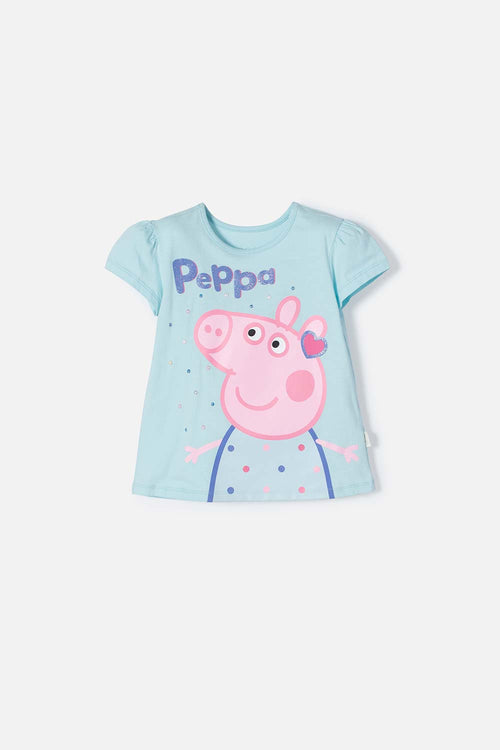 Card slide image -  CAMISETA DE PEPPA PIG AZUL ESTAMPADA EN FRENTE PARA NIÑA 2T A 5T