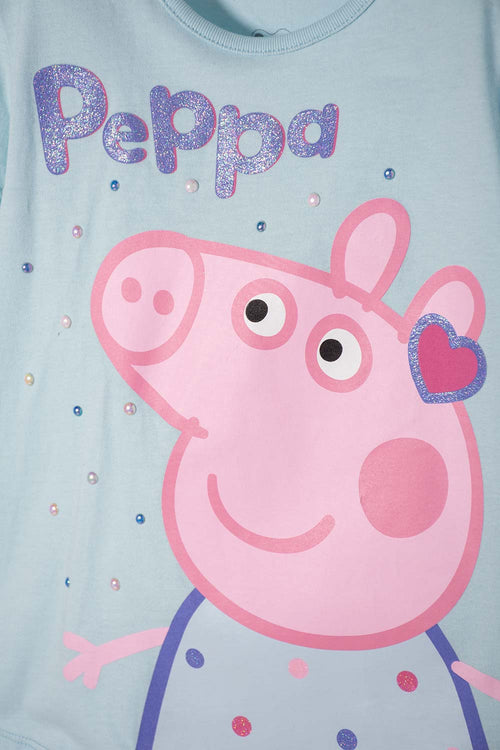Card slide image -  CAMISETA DE PEPPA PIG AZUL ESTAMPADA EN FRENTE PARA NIÑA 2T A 5T