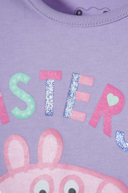  CONJUNTO DE PEPPA PIG LILA Y MORADO CON LEGGING PARA NIÑA