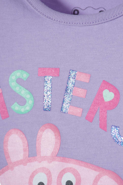 Card slide image -  CONJUNTO DE PEPPA PIG LILA Y MORADO CON LEGGING PARA NIÑA