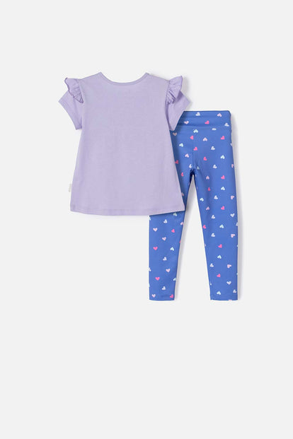  CONJUNTO DE PEPPA PIG LILA Y MORADO CON LEGGING PARA NIÑA