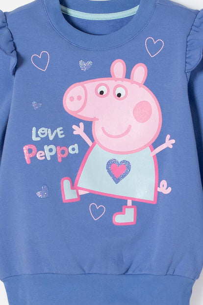 BUZO DE PEPPA PIG MORADO DE DISEÑO CERRADO PARA NIÑA 2T A 5T