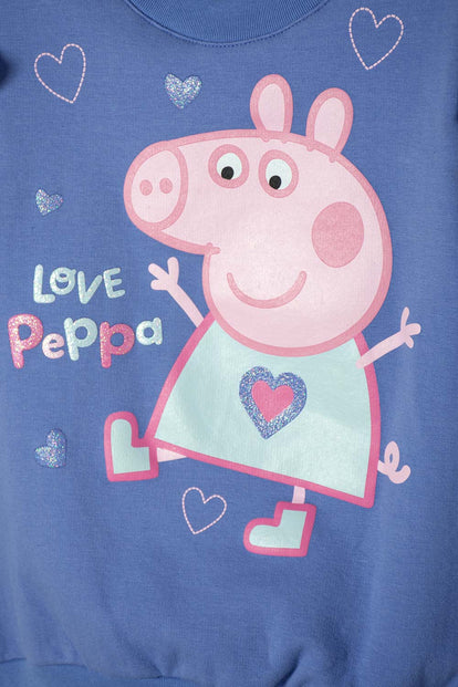 BUZO DE PEPPA PIG MORADO DE DISEÑO CERRADO PARA NIÑA 2T A 5T