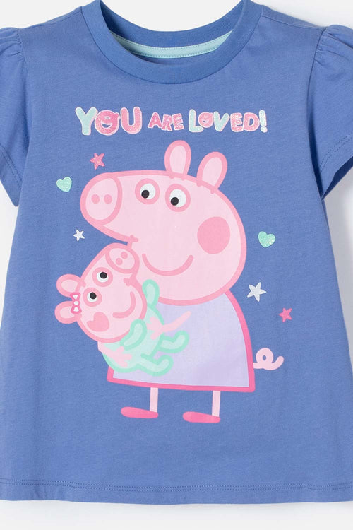 Card slide image -  PIJAMA DE PEPPA PIG MULTICOLOR DE CAMISETA MANGA CORTA PARA NIÑA 2T A 5T