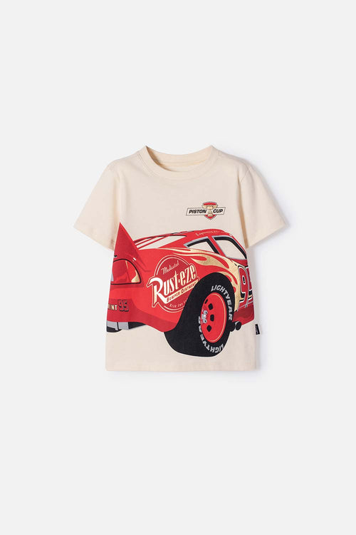Card slide image -  CAMISETA DE CARS MANGA CORTA ALMENDRA PARA NIÑO 2T A 6T