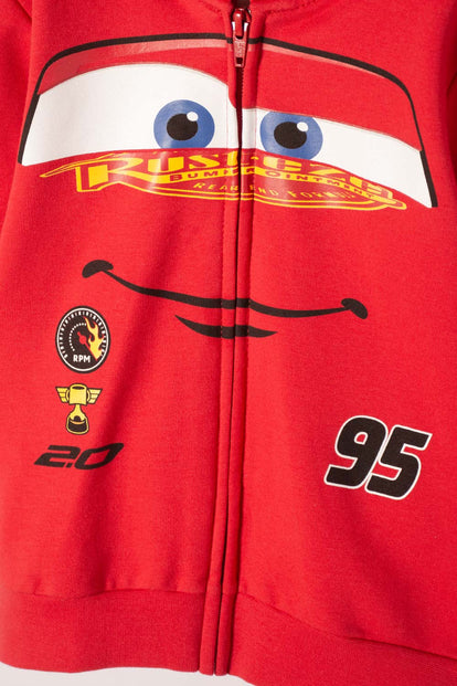 BUZO DE CARS CON CAPUCHA ROJO PARA NIÑO 2T A 6T