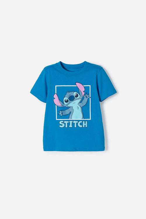 Card slide image -  CAMISETA DE STITCH MANGA CORTA AZUL PARA NIÑA 2T A 5T