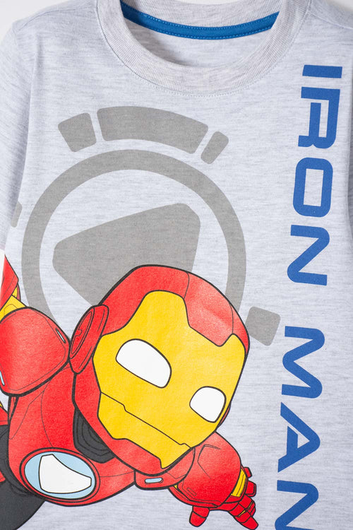Card slide image -  CAMISETA DE IRONMAN MANGA CORTA GRIS JASPE PARA NIÑO 2T A 5T