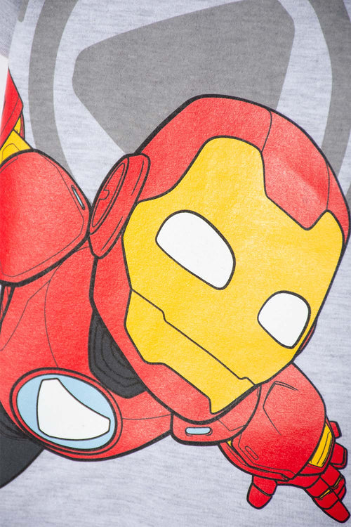Card slide image -  CAMISETA DE IRONMAN MANGA CORTA GRIS JASPE PARA NIÑO 2T A 5T