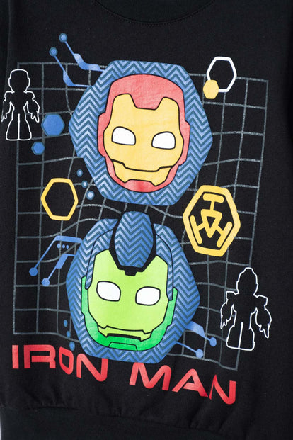  BUZO DE IRONMAN CERRADO NEGRO PARA NIÑO 2T A 5T