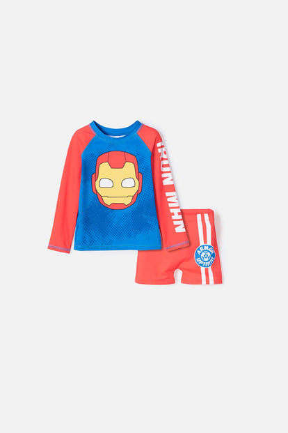CONJUNTO DE BAÑO DE IRON MAN MULTICOLOR PARA NIÑO 2T A 5T