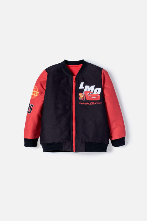 Card slide image -  CHAQUETA DE CARS CON CIERRE NEGRO Y ROJO PARA NIÑO 2T A 6T