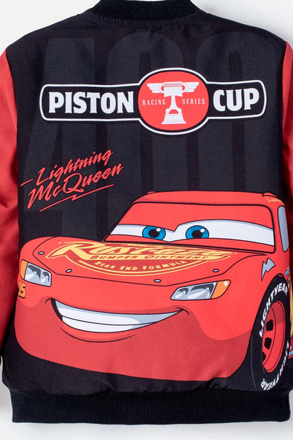  CHAQUETA DE CARS CON CIERRE NEGRO Y ROJO PARA NIÑO 2T A 6T