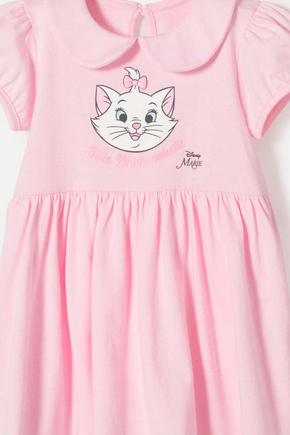 VESTIDO DE LA GATA MARIE CON BODY ROSADO PARA BEBÉ NIÑA