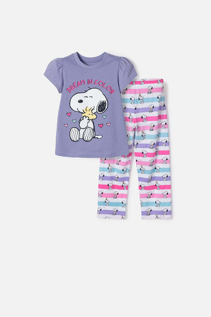PIJAMA DE SNOOPY PANTALÓN LARGO MULTICOLOR PARA NIÑA