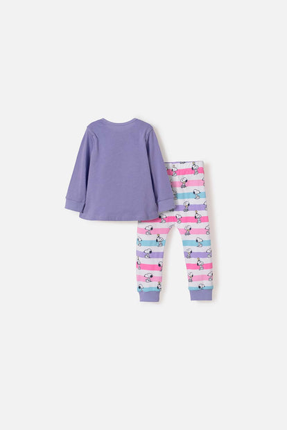 PIJAMA DE SNOOPY PANTALÓN LARGO MULTICOLOR PARA NIÑA