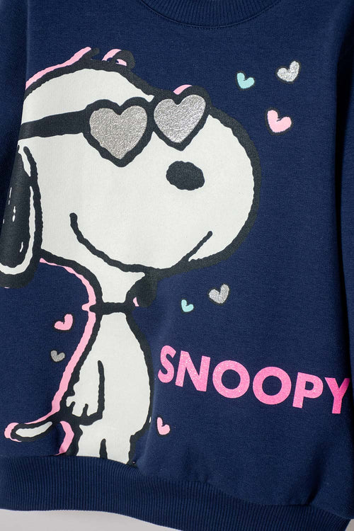 Card slide image -  BUZO DE SNOOPY CERRADO AZUL PARA NIÑA 2T A 5T