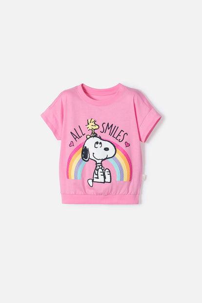 CAMISETA DE SNOOPY ROSADA PARA NIÑA