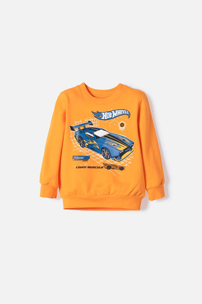 BUZO DE HOT WHEELS CERRADO NARANJA PARA NIÑO 2T A 6T