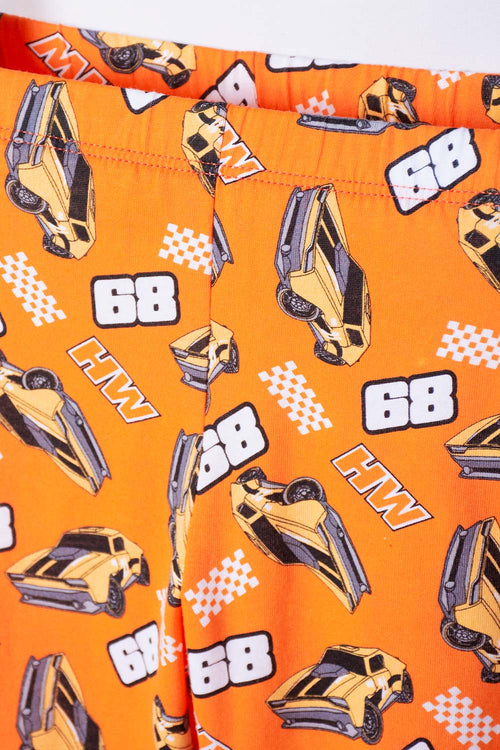 PIJAMA HOT WHEELS CON PANTALÓN LARGO BLANCO Y NARANJA PARA NIÑO 2T A 6T
