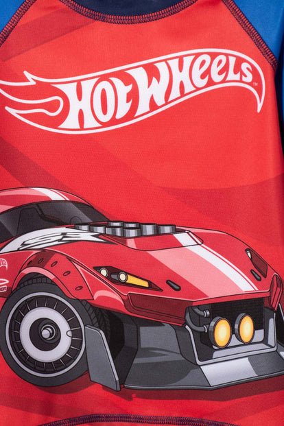 CONJUNTO DE BAÑO DE HOT WHEELS AZUL Y ROJO PARA NIÑO 2T A 6T