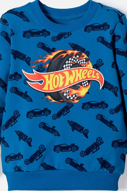 CONJUNTO HOT WHEELS CON PANTALÓN LARGO AZUL PARA NIÑO 2T A 6T