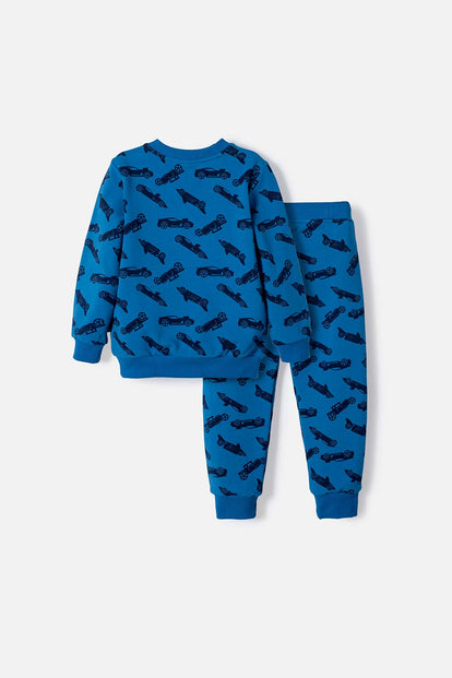 CONJUNTO HOT WHEELS CON PANTALÓN LARGO AZUL PARA NIÑO 2T A 6T