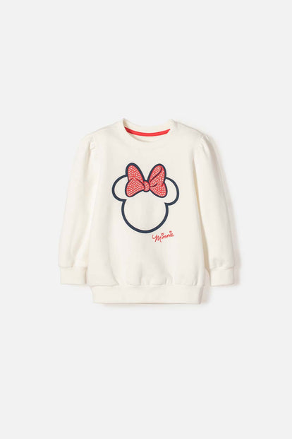  BUZO DE MINNIE MOUSE CERRADO MARFIL PARA NIÑA 2T A 5T
