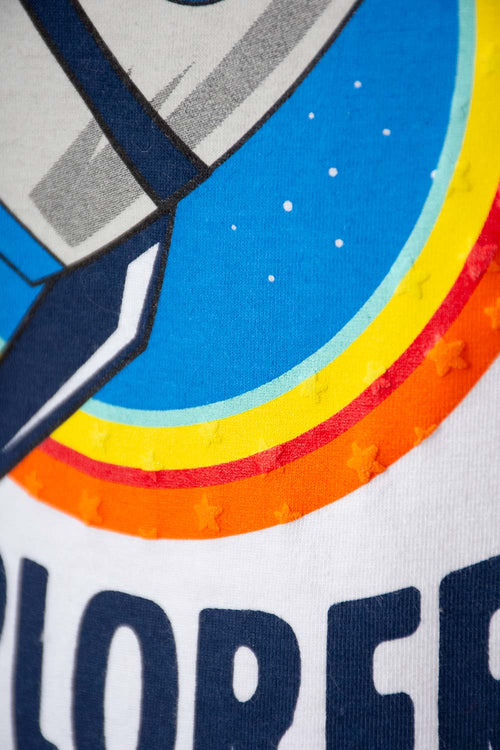 CAMISETA DE NASA MANGA CORTA BLANCO Y ROJO PARA NIÑO 2T A 5T
