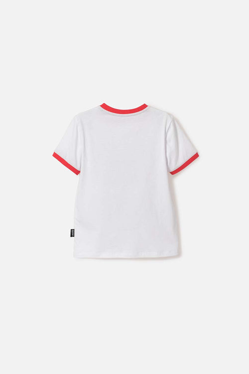 CAMISETA DE NASA MANGA CORTA BLANCO Y ROJO PARA NIÑO 2T A 5T