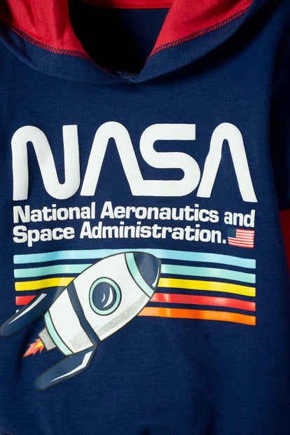 BUZO DE LA NASA CON CAPUCHA AZUL Y ROJO PARA NIÑO 2T A 5T