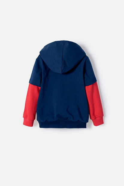 BUZO DE LA NASA CON CAPUCHA AZUL Y ROJO PARA NIÑO 2T A 5T
