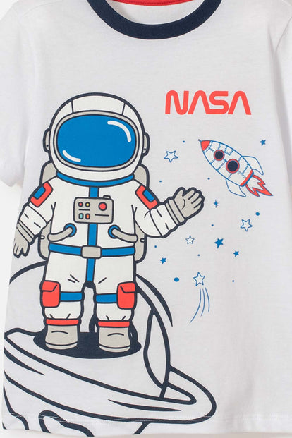 PIJAMA DE LA NASA CON PANTALÓN LARGO BLANCO Y AZUL PARA NIÑO 2T A 5T