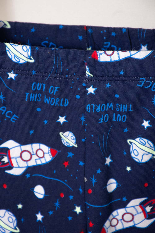 PIJAMA DE LA NASA CON PANTALÓN LARGO BLANCO Y AZUL PARA NIÑO 2T A 5T