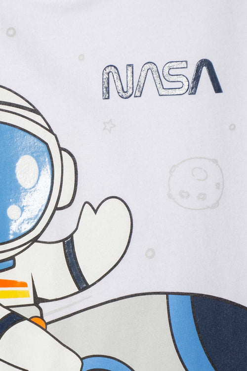 CONJUNTO DE LA NASA CON PANTALÓN LARGO BLANCO Y AZUL PARA NIÑO 2T A 5T