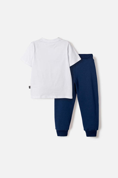 CONJUNTO DE LA NASA CON PANTALÓN LARGO BLANCO Y AZUL PARA NIÑO 2T A 5T