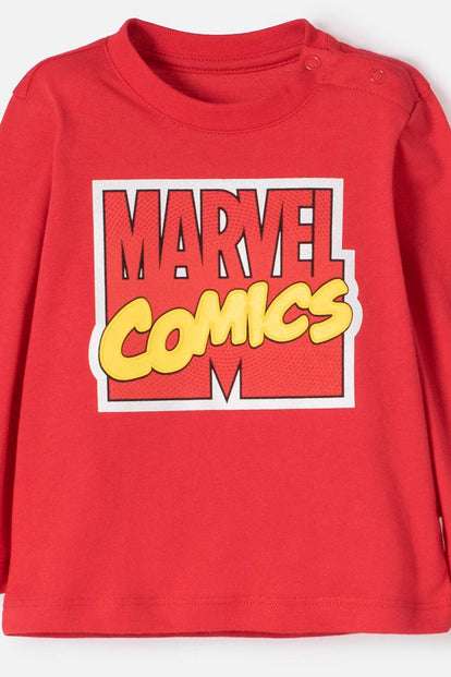 CONJUNTO DE MARVEL PANTALÓN LARGO ROJO Y AZUL PARA BEBÉ NIÑO