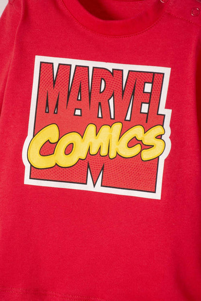CONJUNTO DE MARVEL PANTALÓN LARGO ROJO Y AZUL PARA BEBÉ NIÑO