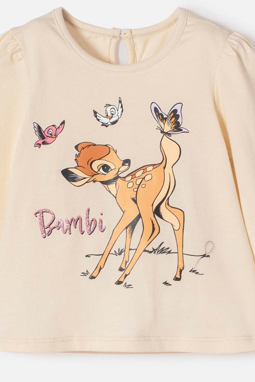CONJUNTO DE BAMBI PANTALÓN LARGO ALMENDRA PARA BEBÉ NIÑA