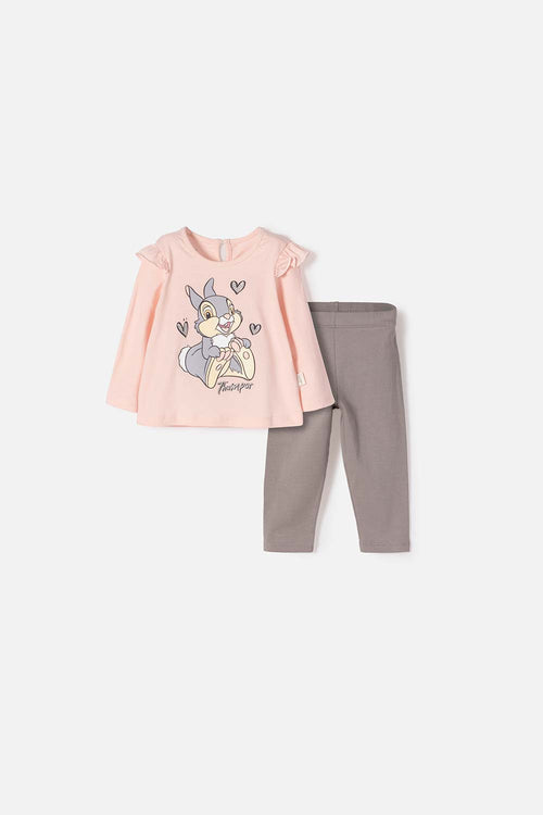 CONJUNTO DE TAMBOR PANTALÓN LARGO ROSA PARA BEBÉ NIÑA
